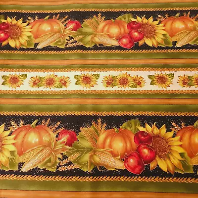 Autumn Glow BTY Quilting Treasures Fall Apple Pumpkin Sunflower Corn Stripe • $7.99