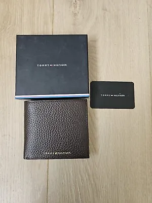 £22.99 • Buy Tommy Hilfiger Brown Leather Coin Pocket Wallet Mens Credit Card Holder Gift Box