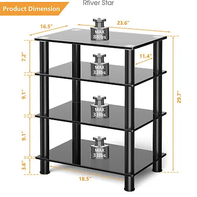 $76.56 • Buy Rfiver 4-tier Media Stand Audio/Video Component Cabinet With Glass Shelf For TV