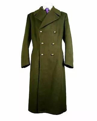 Men's Military Green Wool & Cashmere Great Double Breasted Coat Long Coat • $82.49