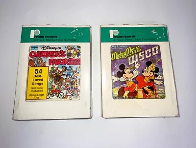 Vtg. 1979 Lot Of 2 Walt Disney 8-Track Tape Mickey Mouse Disco & Children's Fav. • $12