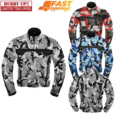 Motorcycle Camo Jacket Motorbike Waterproof Textile Mens Armoured CE Cordura New • $46.21