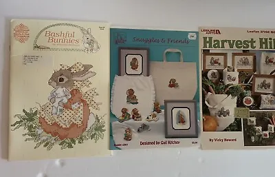 3 Vintage Cross Stitch Books Rabbits Bunnies • $5