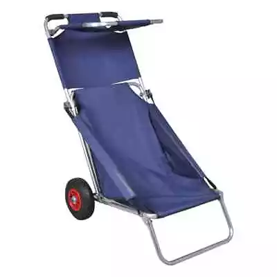 Beach Trolley With Wheels Portable Foldable Blue VidaXL • $184.27