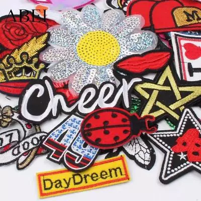 100pcs/lot Random Mix Sew-on Iron On Patches Fashion Embroidered Badge Clothes • $13.65