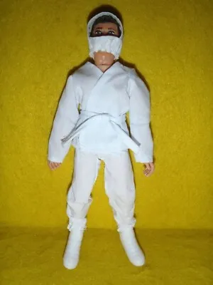 1972 Vintage Mego Action Jackson In A Vintage Knock-off White Ninja Outfit Boots • $39.99