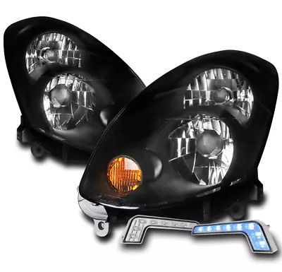 For 2005 2006 G35 Sedan 4dr (hid) Replacement Black Headlights W/blue Led Drl • $255.95