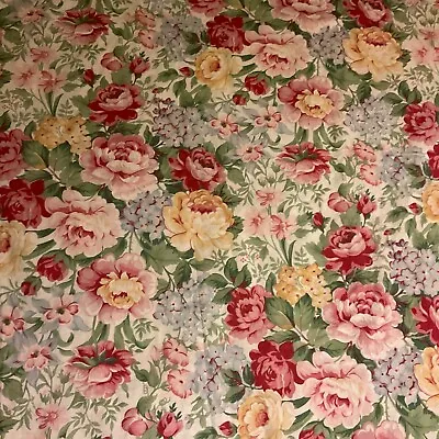 Vintage Springmaid Full Flat Sheet No Iron Percale Pink Blue Yellow Green Floral • $9.50