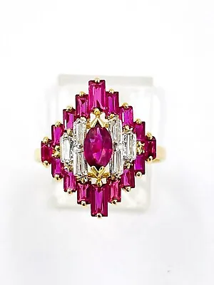 Estate 14k Gold Ruby Diamond Cocktail Ring  • $880