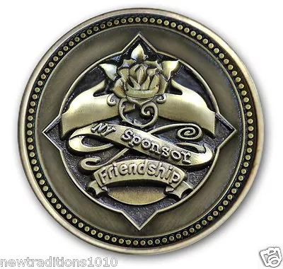  BRZ Sponsor/YELLOW ROSE FriendshipAA/NA/12 Step Program Recovery Coin/Medallion • $6.99