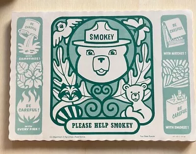 12 Vintage 1972 Smokey The Bear U.S. Forest Service Paper Placemats 10 X14  • $36