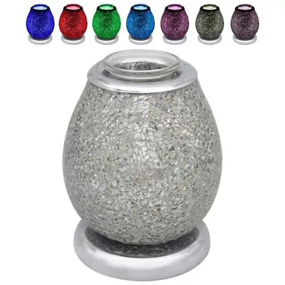 Aroma Lamp Oil Burner Wax Melt Multi Led Silver Mosaic (DE) • £18.99