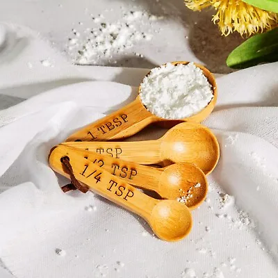 Bamboo Measuring Spoons - Set Of 4 Eco-friendly Gift • £7