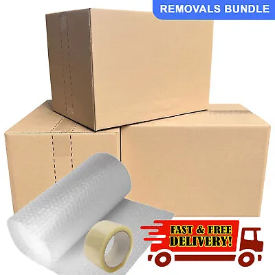 STRONG LARGE DOUBLE WALL Cardboard House Moving Boxes - Removal Packing Box Kit • £14.90