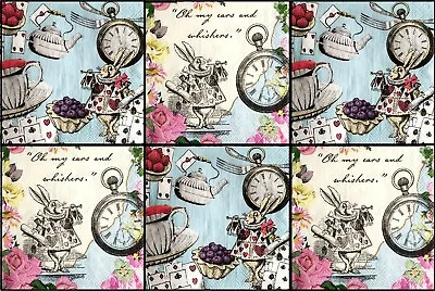 6 Different Cocktail Paper Napkins (25cm X 25cm) For Decoupage Truly Alice Mix • £1.39