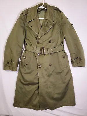 Vintage US Army Military Trench Wool Removable Liner Overcoat Mens Regular Small • $44