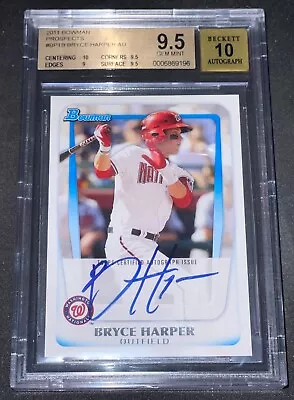 2011 Bowman Prospects BRYCE HARPER Auto Rookie Card BGS 9.5/10 (RC) MINT 10 AUTO • $1499.99