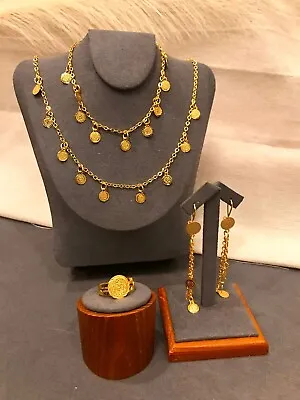 Lira Gold Jewelry Set Gold Coin Jewelry Set Middle East Jewelry Arab Jewelry • $43.26