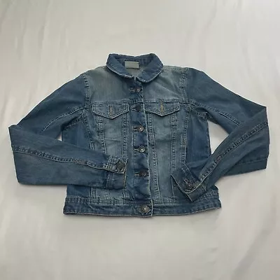 Vero Moda Denim Jacket Womens Small Blue 100% Cotton Crop Casual Ladies Button • $8.24