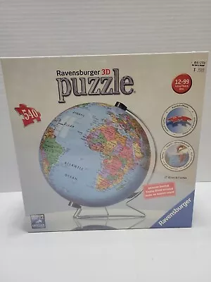 NEW Ravensburger 3D Puzzle Ball World Globe 540 Pieces Display Stand Inc. SEALED • $25.77