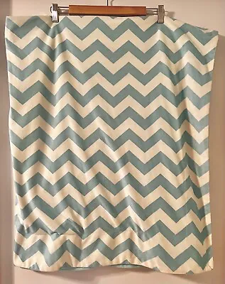 Thro By Marlo Lorenz Blue White Zigzag Plush Baby Blanket EUC • $40