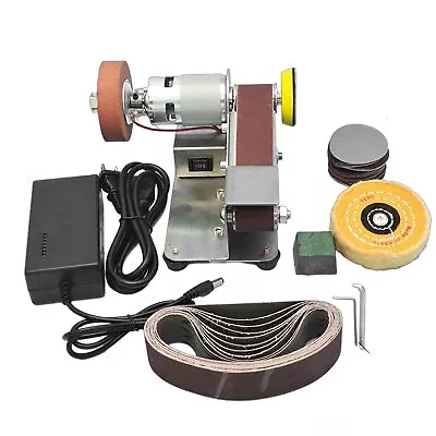 Mini Electric Belt Sander DIY Polishing Sharpening Machine Grinding Wheel Kit US • $55.79