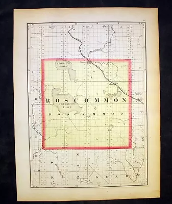 Roscommon Or Missaukee County Michigan 1873 Map Original Not A Reprint • $29.50