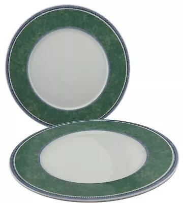 2 Villeroy & Boch Dinner Plates “Switch 3  Costa Pattern Green & Blue 10.5” • $38.95