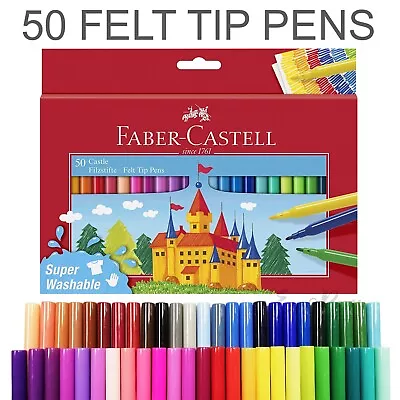 Faber Castell Felt Tip Colouring Pens Box Of 50 Redline Fibre Tip Pens • £9.95