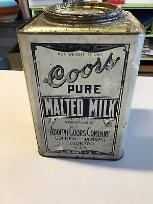 Vintage Coors Golden Malted Milk Metal  Tin Canister Denver Colorado 10lbs • $75
