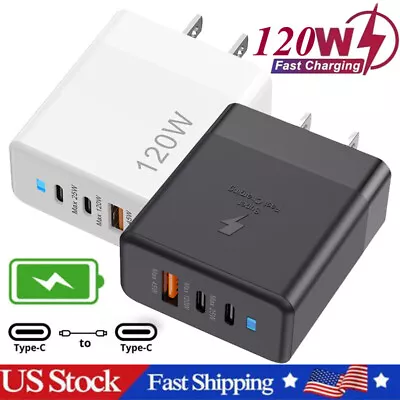120W USB-C PD Fast Wall Charger Type C Cable For IPhone 15 Pro Max Plus Samsung  • $11.99