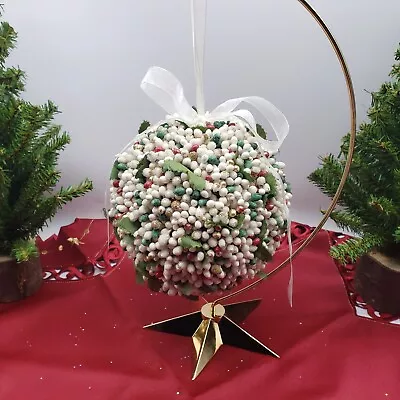 Vintage Holiday Kissing Ball Christmas Ornament Mistletoe Large 6  • $34.99