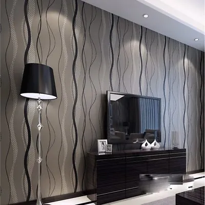 10M Minimalist Stripe Wallpaper Roll For Bedroom Living Room Wall Covering Decor • £8.95