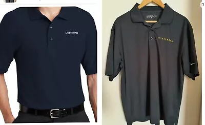 Nike LiveStrong Men's Large Dri-Fit Golf Polo Black & Gold Mint Condition! • $19.99