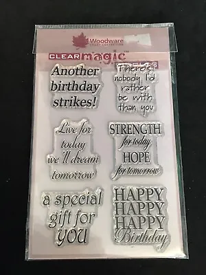 £3.99 • Buy Woodware Clear Magic Singles Stamp Set - Everyday Verse Birthday Live For Today