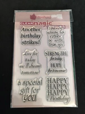 £3.99 • Buy Woodware Clear Magic Singles Stamp Set - Everyday Verse Birthday Live For Today
