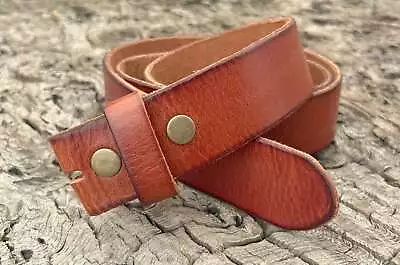 Brown Leather Snap Belt Strap - Distressed - Thick Cow Hide 100% - For Buckles  • $30