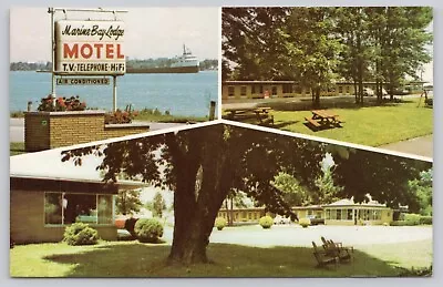 Postcard Marine City Michigan Multi View Marine Bay Lodge Motel • $5.75