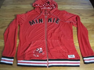 Disney Parks Minnie Mouse Hoodie Size XL Red Black Full Zip Polka Dot Womens • $19.99