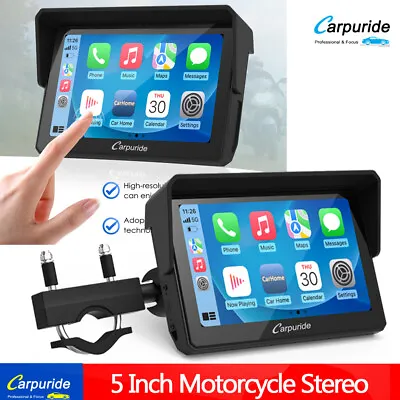 Carpuride 5Inch Motorcycle Stereo Wireless CarPlay Car Navi BT IPS Touch Screen  • $385.10
