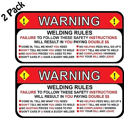 Welding Rules Warning Lincoln & Miller Welders Decal Sticker 2.5  X 5.25  P189 • $4.99