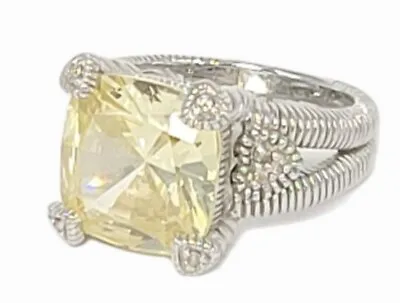 Judith Ripka Canary Crystal & Diamond Ring Sterling Silver Size 7 • £149.60