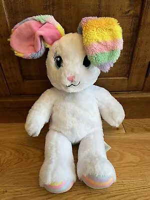 Build A Bear Spring Rainbow White Bunny Rabbit Plush Soft Toy • £4.99