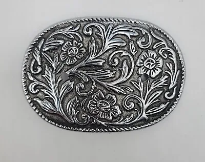 Vintage Floral Design Boho Hippie Fashion Country Western Style Oval Belt Buckle • $14.99