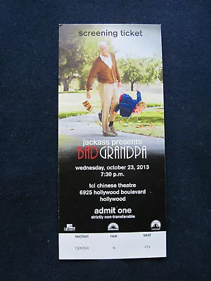 ORIGINAL ADVANCE SCREENING TICKET To BAD GRANDPA - JOHNNY KNOXVILLE JACKASS Film • $43.75