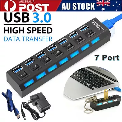 7 Port USB 3.0 Hub High Speed Extension Splitter For Laptop Lenovo Asus MacBook • $21.79