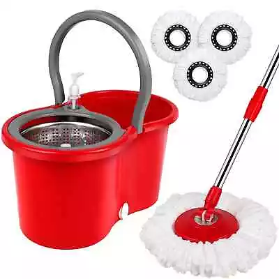 Spin Mop Bucket System With Wringer Set 3pcs Mop Heads Dehydration Magic Mops • $37.99
