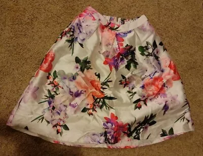 Lara Fashion Boutique White Floral Swing A Line Skirt Easter Spring Retro Style  • $12.98