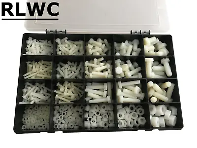 £68.34 • Buy Assorted White Nylon Plastic Nuts And Bolts Assorted Kit 600 Pcs M4 M5 M6 M8 M10