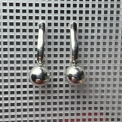 Thai Thailand Signed Sterling Silver Modernist Ball Design Earrings • $25